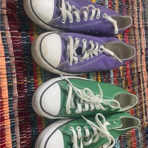 Purple and Green Canvas Sneakers